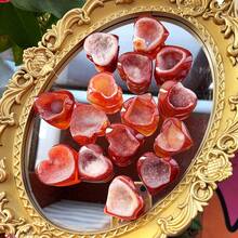 1PC 10-80g Natural Crystal Carnelian Geode Heart Crystal, Hand Carved Red Agate Druzy Heart Stone, Reiki Healing Crystal, Home Decor, Love Gift For Crystal Lovers & Valentine's Day - Carnelian - View 5