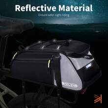 26 Reflective Cargo Bags, Reflective Rear Bike Pannier Bags, Bicycle Saddle, 8L Bike Rear Rack Storage Bag With Shoulder Strap, Suitable For Commuting And Travel, 2 Styles Available - Black - View 9