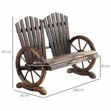 Garden Bench With Armrests, Seat, Garden Furniture, Rustic Bench, Solid Wood, Dark Brown, 108 X 66 X 95 Cm - Brown - View 9