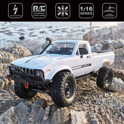 RC Rock Crawler 4x4 Off Road Remote Control Truck | WPL C241 RC Crawler, 4WD Pick-Up Truck RTR RC Car Climbing Vehicle Adults White