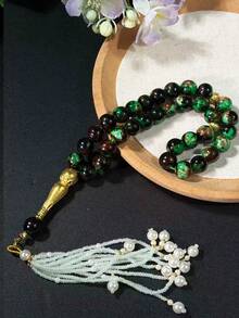 1条33颗新款珍珠流苏念珠，时尚祈祷念珠手链，光滑圆润的祈祷珠 - 彩色 - 查看 6