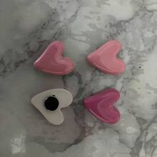 8pcs Cute Dual-Color Heart-Shaped Fridge Magnets, Pink Resin Heart Fridge Stickers, Personalized Kitchen, Office Whiteboard, Storage Cabinet And Dishwasher Fridge Magnets, Kitchen Decor, Romantic Home Decor - Multicolor - View 6
