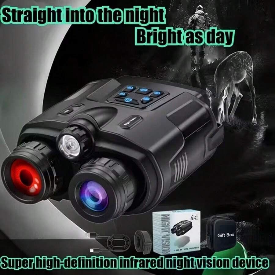 High-Resolution Digital Infrared Night Vision Device, Infrared Binoculars, Equipped With A 5000mAh Lithium Battery, A 3-Inch HD Screen, 8x Digital Zoom And A 32GB Memory Card.