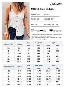 Acelitt Women's Solid Color Vacation Casual V-Neck Camisole White - White - View 5