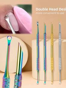 1pc Stainless Steel Multi-Function Cuticle Remover And Nail Pusher, Portable Manicure Care Tool - Multicolor - View 7