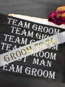 Set de 7 bandas para despedida de soltero/a para padrinos, bandas negras para el equipo del novio para despedida de soltera, suministros para fiestas de boda, decoraciones, recuerdos y regalos - Novio y padrino - Ver 6