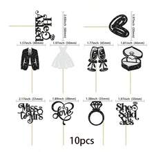 10pcs Paper Cupcake Toppers "She Said Yes" Glitter Diamond Ring "I Do" Cupcake Picks, Bridal Shower, Wedding, Bachelorette Party Cake Decorations - View 14