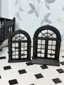Miniature Model House Window Sill, Gothic European Style Mini Bay Window, Black And White Window Model Patch, DIY Decoration - Multicolor - View 8