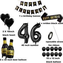 Juego de decoraciones de cumpleaños 46 para mujeres y hombres, globo de decoración de cumpleaños 46, suministros para fiesta de nacimiento 46, incluye pancarta, correa para el hombro y globo para - 45 - Ver 10