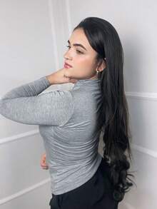 Women's Turtleneck Blouse With Long Sleeves And High Neck, Second-Skin Style, Basic Design. - Gris - Ver 1