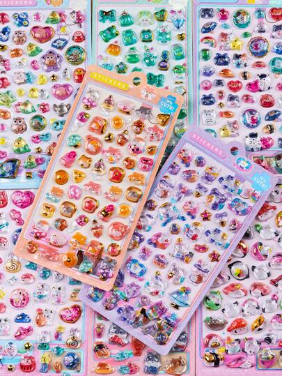 [2026 New] Colorful 3D Epoxy Resin Stickers - Cute Animal/Food Series - Waterproof, Reusable, Repositionable, Self-Adhesive