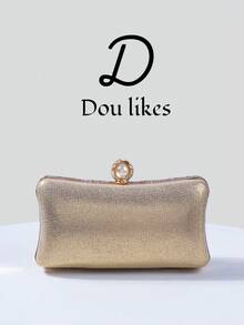 Bolso de noche elegante con forma de perla, embrague de boda romántico, bolso de mano formal con decoración de lentejuelas de lujo para vestido, bolso de novia, bolso cruzado de cadena para fiesta formal, para mujer - Champán - Ver 8