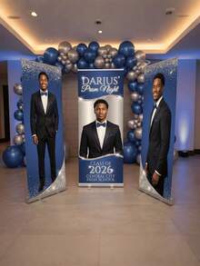 1pc Customized Banner, Personalized Photo Polyester Banner, Outdoor Event And Porch Decor Background, Suitable For Weddings, Birthdays And General Celebrations, Ideal For Christmas, Thanksgiving And Various Festivities, Custom Printed Background, Applicable For Indoor, Garden, Fence And Any Occasion Perfect Party Decoration - Multicolor - View 3