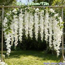 1pc 72-Inch Outdoor Artificial White Wisteria Vine, 183cm Total Length - Realistic Fake Hanging Vine, Dense Flowers, Double-Layered Plastic Wisteria Wreath, Suitable For Weddings, Parties, Gardens And Outdoor Decor - Year-Round Tabletop Center Decor, Balcony Hanging - White - View 11