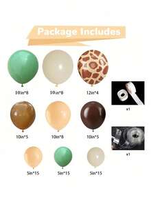 85/170pcs Sage Green & Brown Balloon Garland Set, Olive Green & Gold Wild Animal Balloons, Arch Animal Print Balloons, For Jungle Themed Birthday Decor, Suitable For Forest Wedding, Birthday Party, Gender Reveal Party, Baby Shower - View 2