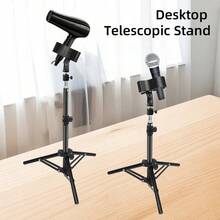 JOILCAN 360°可调节金属手持无线吹风机三脚架，带通用夹、麦克风和吹风机支架，适用于浴室、梳妆台、化妆间和宠物房 - 均碼 - 查看 5