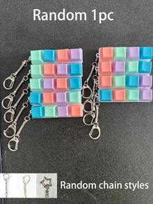 1 pieza Llavero de tecla de teclado para alivio del estrés para adultos - Bloques de construcción con botones de colores, material de PC, Spinner de llave, anti-ansiedad, juguete para adultos, accesorio genial, anime, Picky Pad - Multicolor - Ver 7