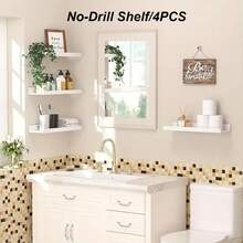4pcs Floating Shelf, Wall-Mounted Easel, Decorative Storage Display Rack, Wall-Mounted Rack For Living Room, Bedroom, Bathroom, And Kitchen - 4pcs - View 3