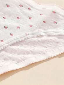 3 PiecesWomen's Panties Simply Cute Cotto Briefs Floral Threaded Pitted Women's Triangles - Multicolor - View 9