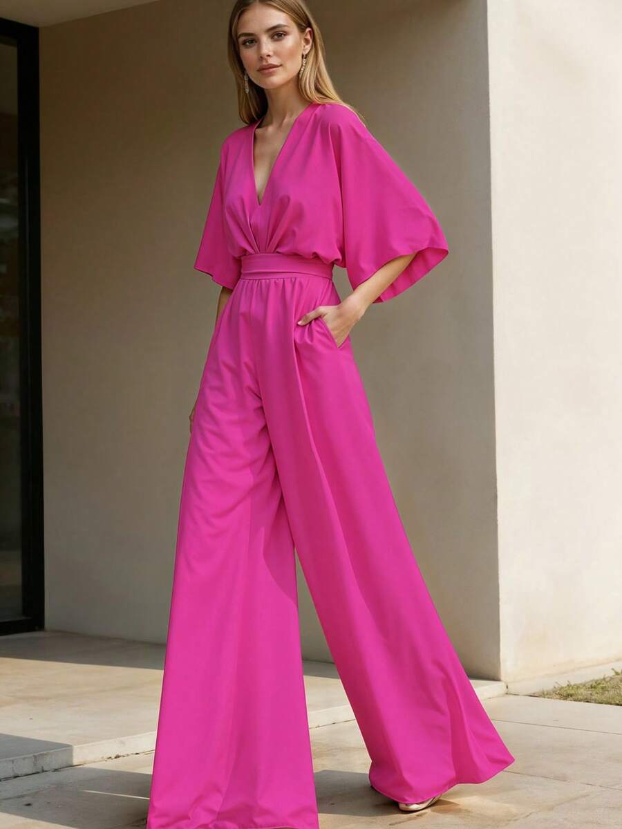 Palazzo De Pierna Ancha Manga Bombacha Jumper De Moda Casual Para Dama