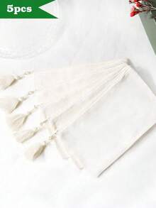 5/10/20个装帆布拉链流苏化妆包，旅行化妆包，洗漱用品收纳包，铅笔盒，适合度假、海滩、浴室、卧室使用，大容量 - 米色 - 查看 34