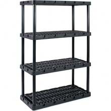 4 Shelf Unit, Heavy-Duty Shelving Storage Rack For Home And Garage, Black - Multipurpose Standing Plastic Organizer Shelves For Organization - 4 Shelf - View 7