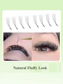 12 Rows 0.07mm D Curl 4D U-Shaped Eyelash Extensions Natural Soft Lightweight U-YY Premade Volume Fans Fluffy False Lashes - D - View 3