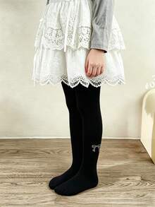 2pcs Girls' Sweet Princess Style Thin Pantyhose For Summer, Sparkling Bow & Rhinestone Design, Versatile Girls' Tights Suitable For Outdoor Activities In Summer - Multicolor - View 3