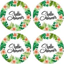 80pcs Summer Tropical Palm Leaf & Floral Round Stickers, Envelope Seals, Gift Cards, Hawaiian Luau Party Supplies, Aloha Party Favors, Party Gift Labels - View 2