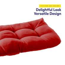 Sweet Home Collection Cojines para Silla de Patio al Aire Libre Almohadillas de Asiento de Descanso de Alta Calidad cómodos Relleno de Fibra Gruesa 44 x 19 Pulgadas 1 Unidad Paquete de 1 Rojo - Rojo - Ver 4