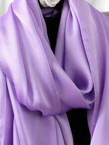 1pc Women's Solid Color New Silk Satin Scarf, Suitable For Wedding, Shawl, Beach Headwrap,Travel Essential,Holiday - Lilac Purple - View 3