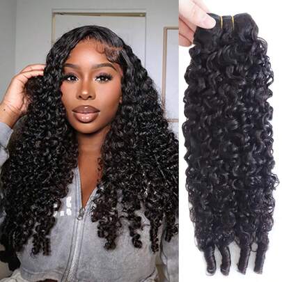 Beauty Queen Raw Burmese Curly Synthetic Hair Crochet 18 Inch 50g Knotless Pre-Separated Crochet Hair Extensions For Women Natural Black Color