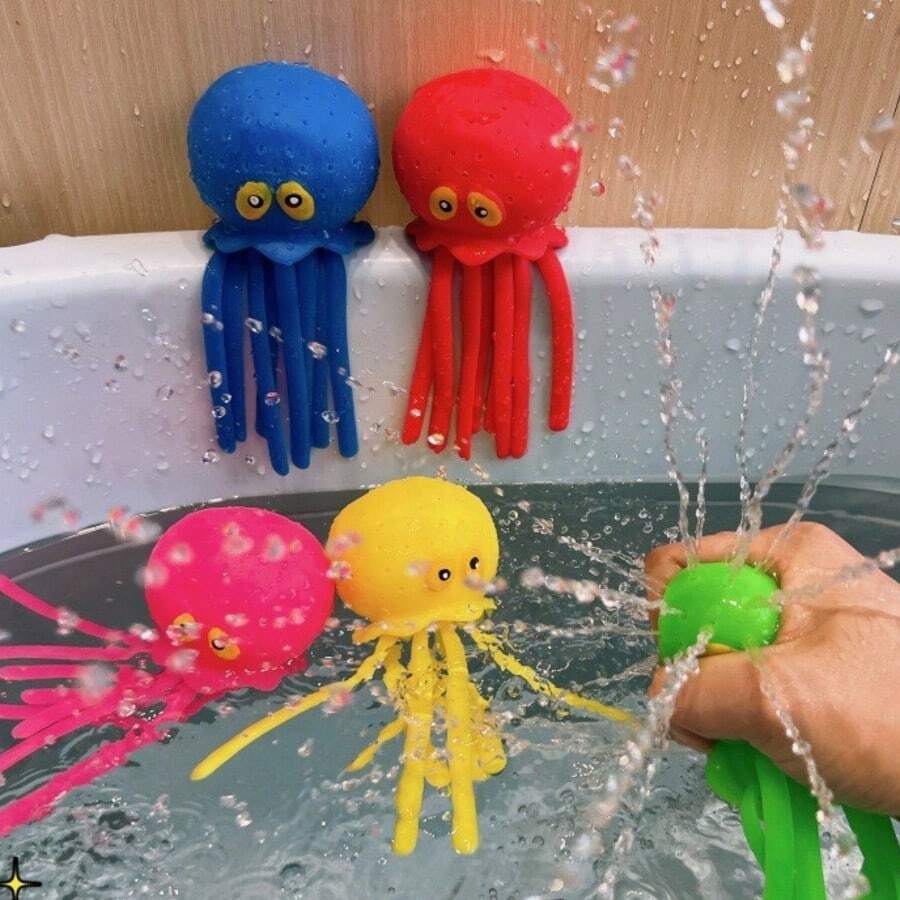 Random Color Viral Octopus Squeeze Squishy Toy Ocean Animal Kids Bath Time Water Play Stress Relief Toy,1pcs - Multicolor - View 1
