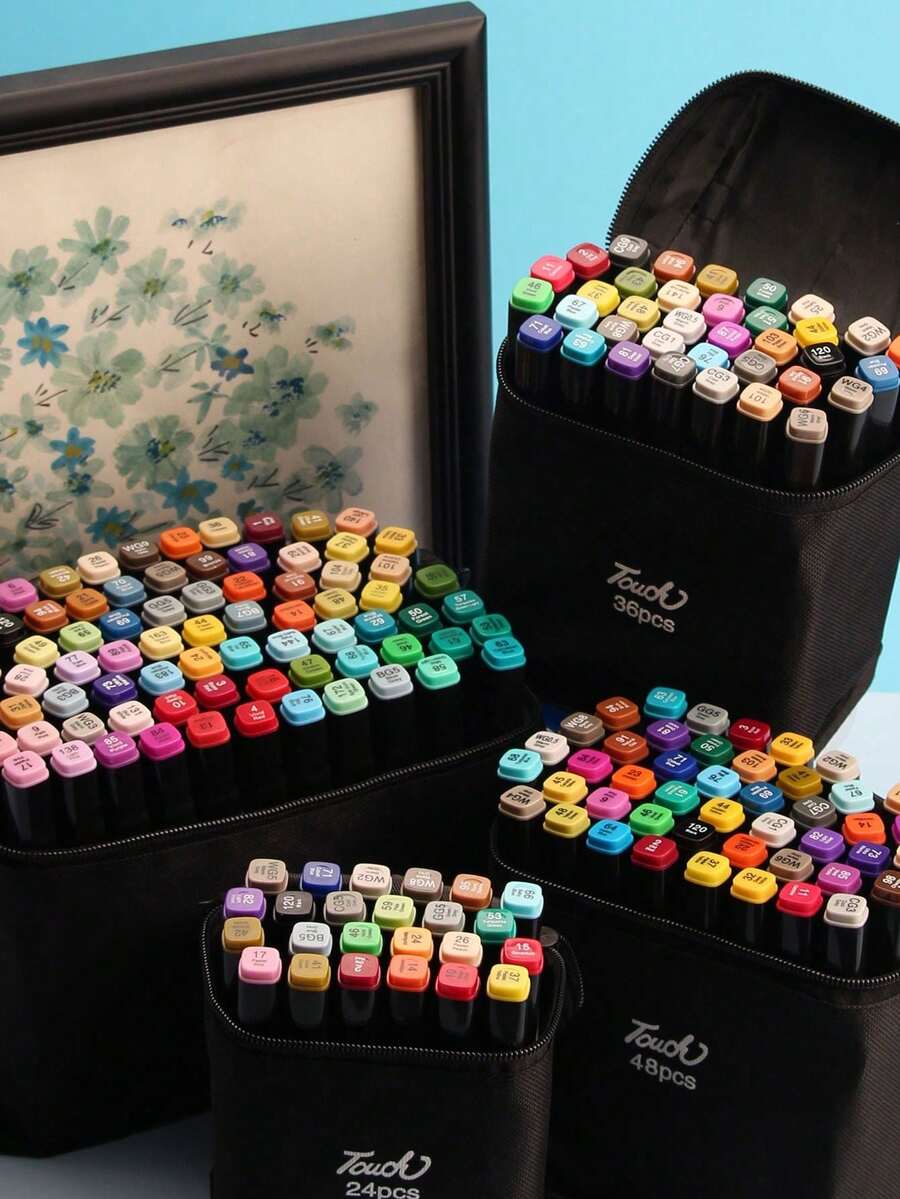 Dual-Tip Marker Set, 12/24/36/48/60/80 Colors, Anime Drawing, Art Supplies, Holiday & Christmas Gift, Best Wishes (Random Colors) Suitable For Marking And Markers (Random Style & Color)