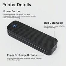 Marklife D210 A4迷你无线热敏纹身照片打印机，支持iOS、安卓、PC蓝牙连接，适用于旅行、办公、学校、家庭等多种场合，便携式黑色打印机 - 黑色 - 查看 2