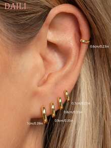 DAILI 1-5 Pairs 316L Surgical Stainless Steel Small Hoop Earrings Set For Women Girls Men 18K Gold Huggie Hoop Earrings Tiny Cartilage Earrings 6mm 7mm 8mm 9mm 10mm 12mm 14mm 16mm Silver Hoop Earrings Multiple Piercing Jewelry Gift - 5 Pairs Of Small Hoop Earrings Set - View 5