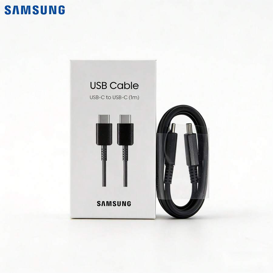 Samsung Dual USB-C Interface 3A Data Cable Global Version EP-DA705 Length Is 1M Support 60W/45W/25W Charger Suitable For Smart Phones, Tablets And Laptops - Multicolor - View 1