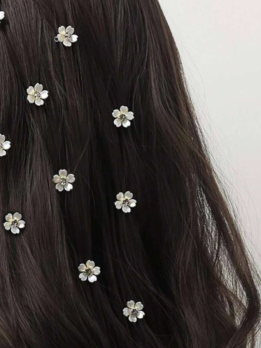 10 chiếc kẹp tóc hình hoa pha lê, phụ kiện tóc tết mùa hè cho nữ, thích hợp đi biển, du lịch hoặc sinh nhật. - Trắng 10 cái - Xem 1