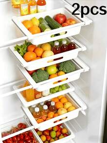 2pcs Kitchen Hanging Storage Box With 12 Compartments, Egg And Fruit Refrigerator Storage Box, Drawer Style, Food Preservation Box, Kitchen Accessories, Refrigerator Storage Rack - White - View 11