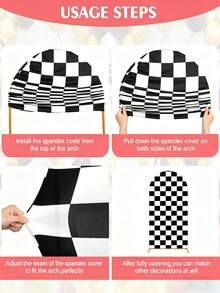 Black And White Checkered Racing Theme Arch Backdrop, Suitable For Baby Shower Party, Birthday Party Decoration, Racing Theme Party, Football Party Decoration. Black And White Checkered Monster Truck Birthday Party Decoration Arch Backdrop, Stretchable Round Racing Arch Backdrop, Perfect For Children And Boys "Let's Race" Theme Party Supplies (Black And White) (Arch Frame Not Included) - Multicolor - View 9