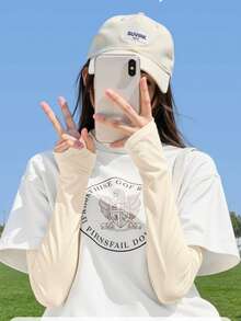 1 双女士冰袖防晒臂套，新款冰丝清凉臂套，宽松版型，适合夏季户外活动，如骑行和驾驶，女士专用 - 彩色 - 查看 5