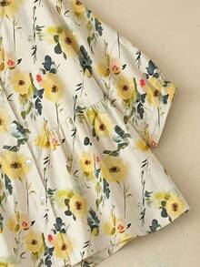 花卉叶子印花休闲日常衬衫 - 杏色 - 查看 4