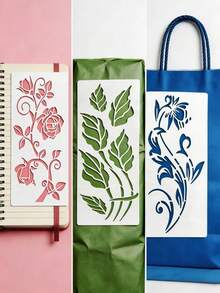 10 khuôn vẽ rỗng hình dây leo hoa, dụng cụ hỗ trợ vẽ tranh graffiti thủ công, dùng cho việc tự làm đồ trang trí tường, gỗ, vải, hộp quà, sổ lưu niệm, chất liệu nhựa tái sử dụng. - Dây leo hoa - Xem 7