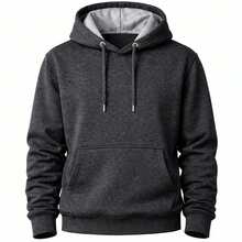 Men's Basic Fleece Hoodie - Dark Grey - View 1