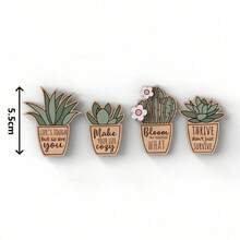 4pcs Potted Flower Fridge Magnets - Cute Decorative Magnets Suitable For Kitchen, Office, Whiteboard, Storage Cabinet And Dishwasher. Great For Christmas, Valentine's Day, Thanksgiving, Mother's Day And Graduation Gifts - A - View 2
