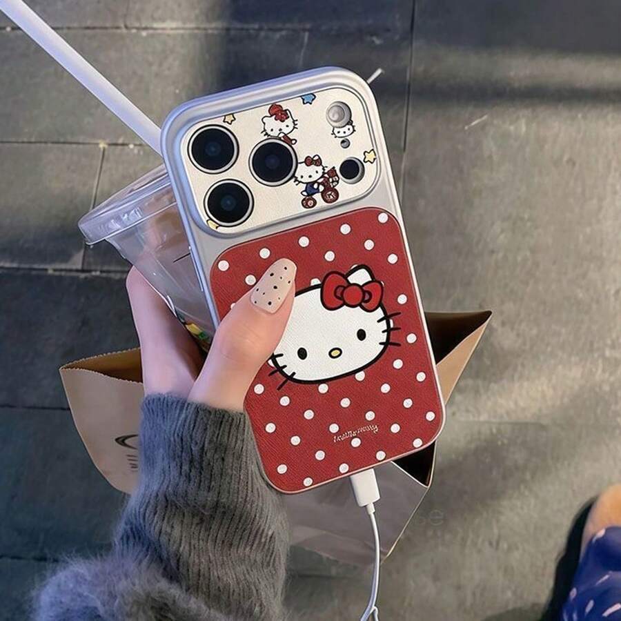 SANRIO 1件新款創意紅色波點單車Hello Kitty極簡INS韓風手機殼,適用於 17 17Pro 17ProMax 16 16Pro 16ProMax 15 15Pro 15ProMax 14ProMax 14Pro 14 13ProMax 13Pro 12ProMax 12Pro 11 11ProMax SE,時尚卡通少女風保護殼 - 彩色 - 查看 1