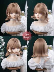 alicegarden Peluca Bob Corta Sintética de 12 Pulgadas de Largo con Apariencia de Cabello Rizado Natural en un Impresionante Color Oro Lino. Diseñada con Flequillo, esta Peluca Falsa es Perfecta para el Uso Diario, Fiestas y Cosplay de las Señoras, Ofreciendo una Peluca Natural y Duradera como Regalo para Damas. - Lino Dorado - Ver 8