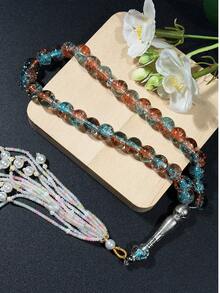 1串穆斯林女士时尚奢华33颗裂纹珍珠流苏念珠，适合日常佩戴和祈祷 - 彩色 - 查看 10