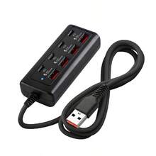 8-Port USB Hub With Fast Charging (4 USB-A + 4 PD Ports) - 25W PD Power, Compact USB Powered Docking Station, Suitable For MacBook, PC, Tablet, Smartphone - Compatible With USB-C Devices, Durable White Design, Suitable For Home/Office, Multi-Port USB Hub, Device Charging Station, Vertical Port Arrangement, High-Speed Connection, Home Office Setup, Sturdy, 8-Port USB To 4 USB 4 Type-C 25W Fast Charging Hub - Black - View 9