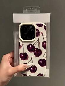 Funda de teléfono de 1 pieza con textura de cuero blanco, patrón de cereza, lente mate, protección contra caídas y pantalla completa, personalizada compatible con iPhone 16 Pro Max, 17/16/15/14 Plus, 13/12/11, compatible con la serie , regalo de primavera, fiesta, versión internacional, no la versión nacional - Estilo 3 (1 pieza) - Ver 3